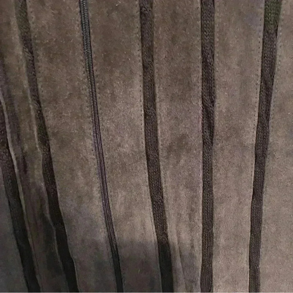 VTG Suede Leather and Knit Brown Jacket XL 70s Bomber Split Skin Cables-READ - Picture 4 of 8